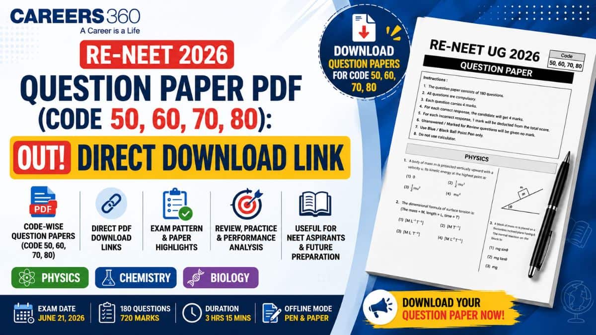 RE-NEET 2026 Question Paper PDFs OUT for Code 50, 60, 70, 80: Direct Download Link